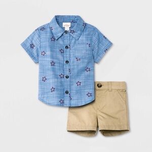 Cat & Jack Chambray Star Top and Shorts Outfit 3-6M